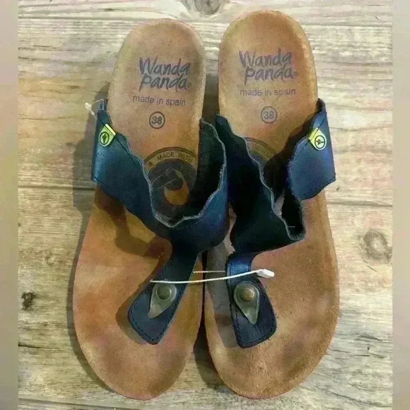 Wanda Panda leather wedge sandals 38 (7.5) Made in Spain - Picture 3 of 9